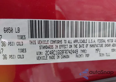 2015 Chrysler Town & Country Limited Platinum из США, поврежденный, VIN 2C4RC1GG9FR742449